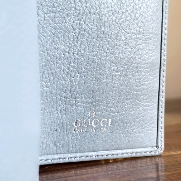 Gucci Leather Continental Flap Gray Wallet Rectangular "G" Signature Gucci Clasp - Picture 3 of 16